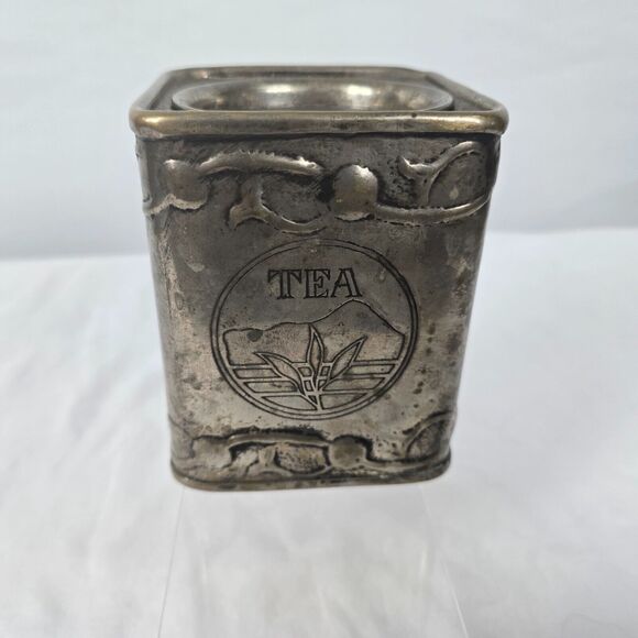 Vintage Tin Tea Canister Made in India 3.75" x 3.75" x 4.5" Decorative - Picture 8 of 10